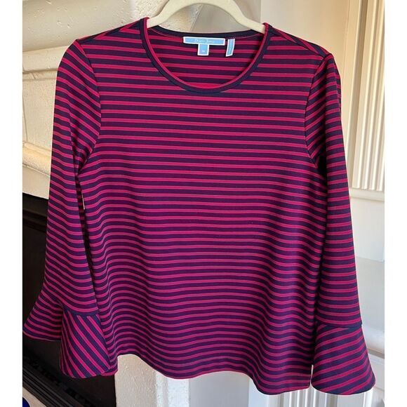Draper James Women’s Red Navy Striped Shirt Size Medium - Picture 1 of 7
